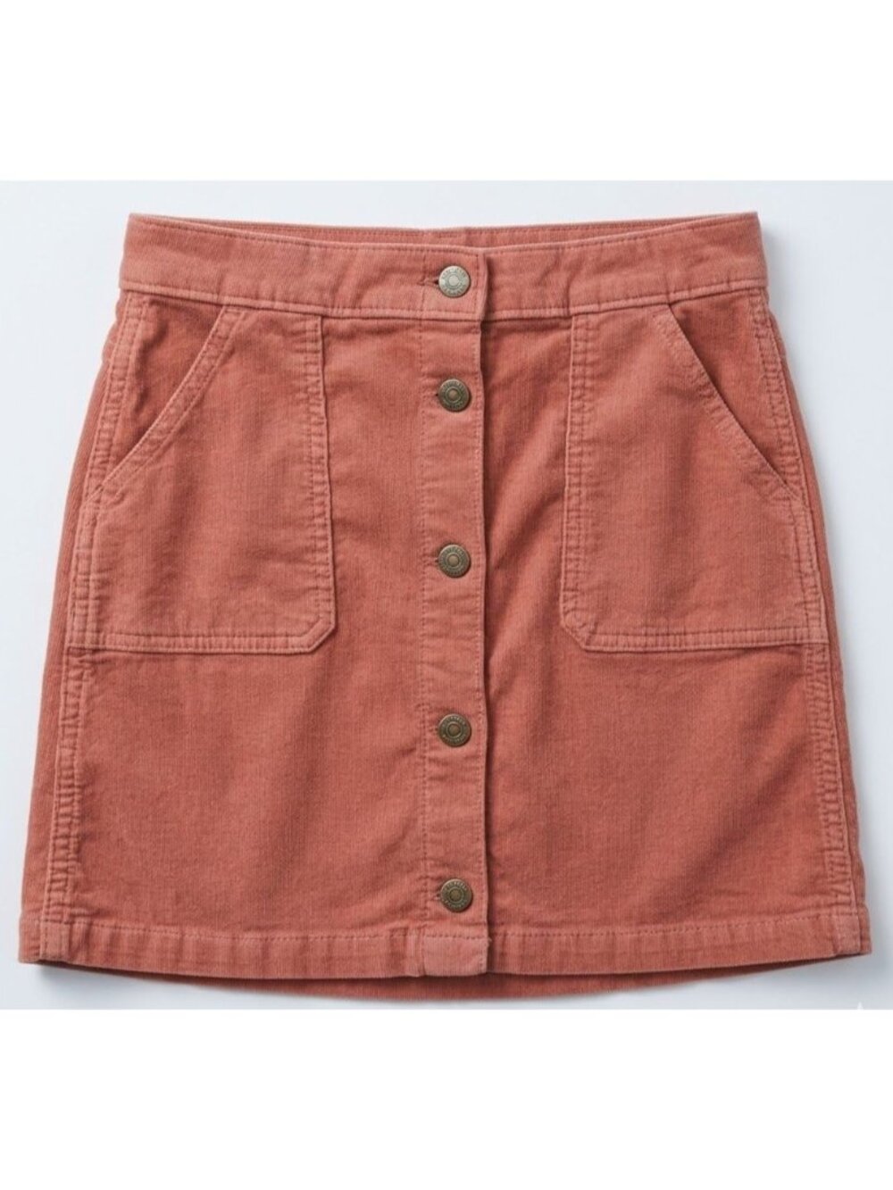 Old Navy Girls Corduroy Button-Front Mini Skirt – Size 14 – Cinnamon Pink/Rust
